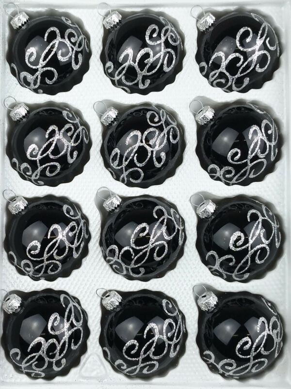 Hochglanz Schwarz Silberne Ornamente Gothic