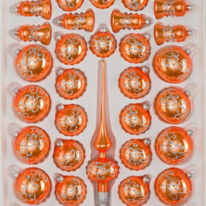 Hochglanz Orange Silberne Ornamente